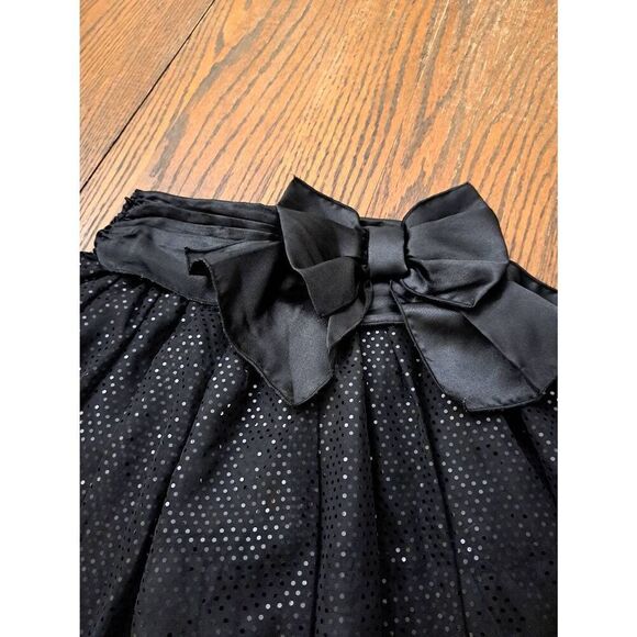 Jenny & Me Size 10 Black Sequin Party Skirt Lined Layered Bow Waist Side Zip - Picture 2 of 4